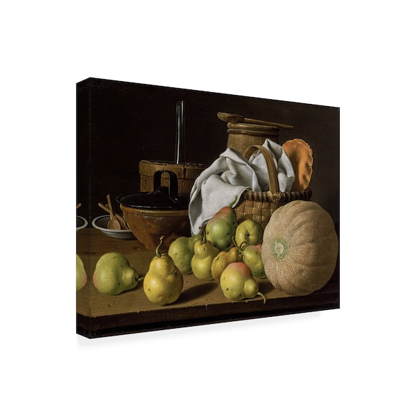 Luis Melendez 'Still Life With Melon And Pears' Canvas Art,35x47